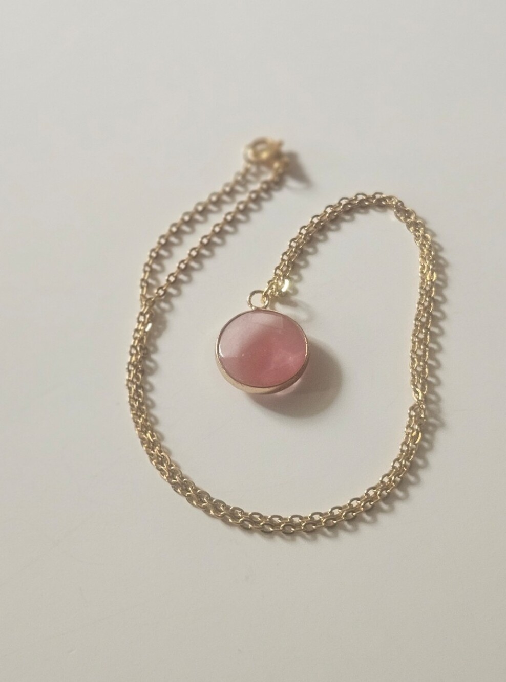 Gold Rose Quartz Fauceted Pendant